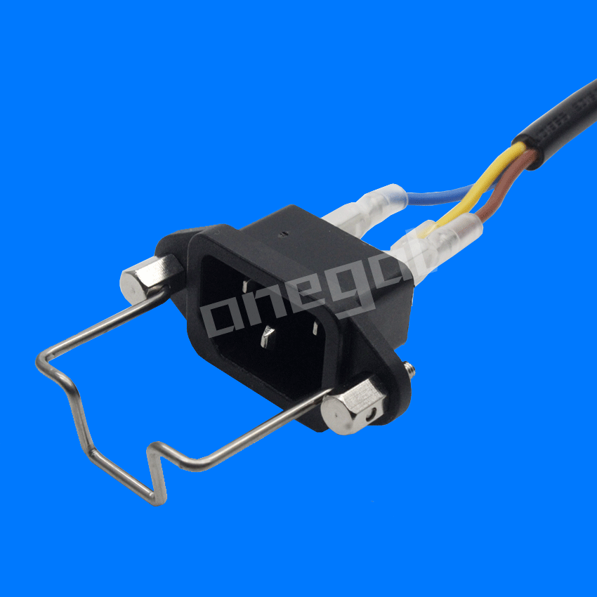 AC电源插座带线 C14C13防脱品字插座卡式锁式品字插座 带耳朵插座