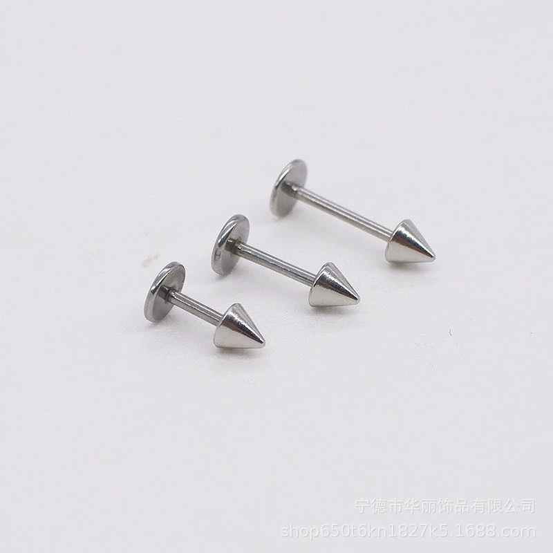 Серебряные серьги-конусы из нержавеющей стали C-подошвовые иглы тонкие наконечники простые плоские головки маленькие серьги женские женские