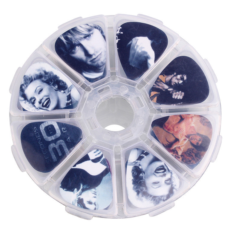 Juego de 50 púas de guitarra con diseño colorido, accesorios para instrumentos musicales, ukelele folk, accesorios para instrumentos musicales al por mayor.