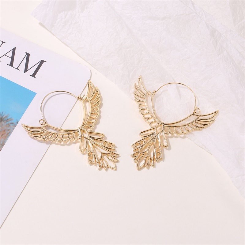 Fashion Wings Earrings Ethnic Style Hollow Eagle Earrings Peace Sign Earrings Wholesale Nihaojewelry display picture 4