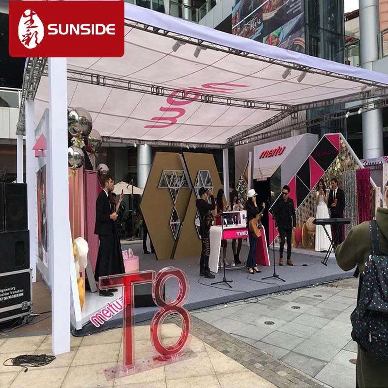 深圳桁架租售 专业广告舞台 背景墙 签名墙 销售摊位搭建制作灯布