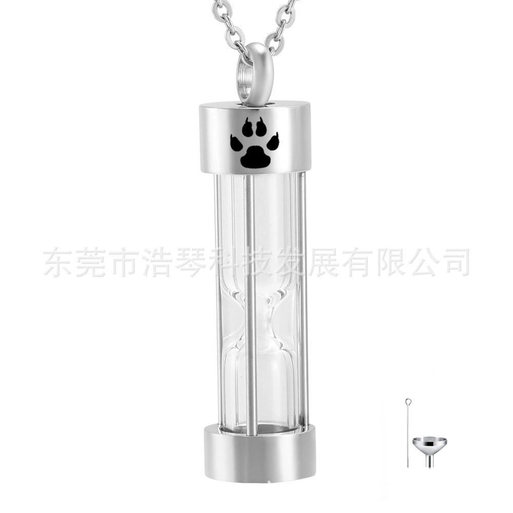 Титановые стальные ювелирные изделия из нержавеющей стали стеклянные песочные часы пепел кулон Мемориал родственников домашнее животное пепел ожерелье духи кулон
