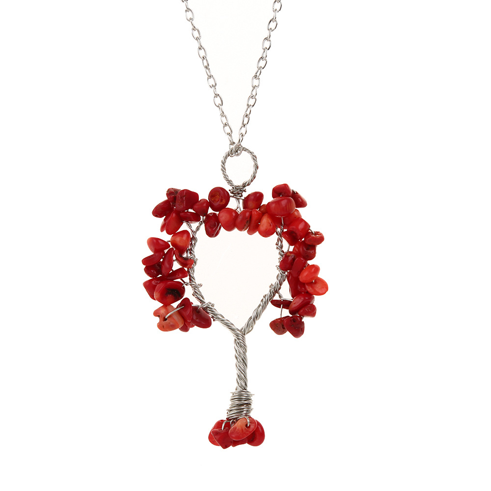 Fashion Tree Alloy Plating Natural Stone Pendant Necklace 1 Piece