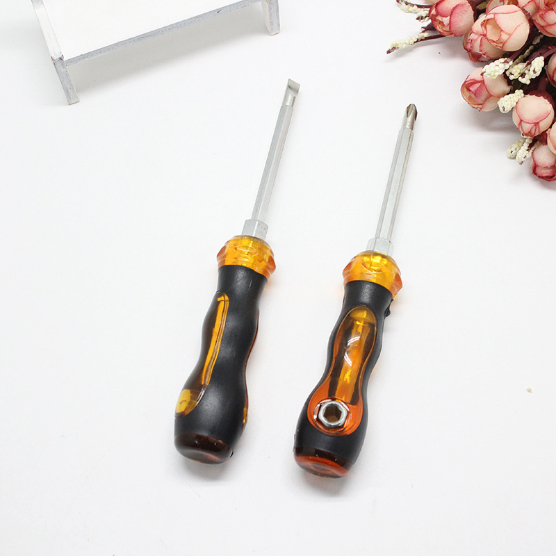 4寸两用葫芦柄螺丝刀 透明水晶带磁十字一字起子改锥 2元五金批发