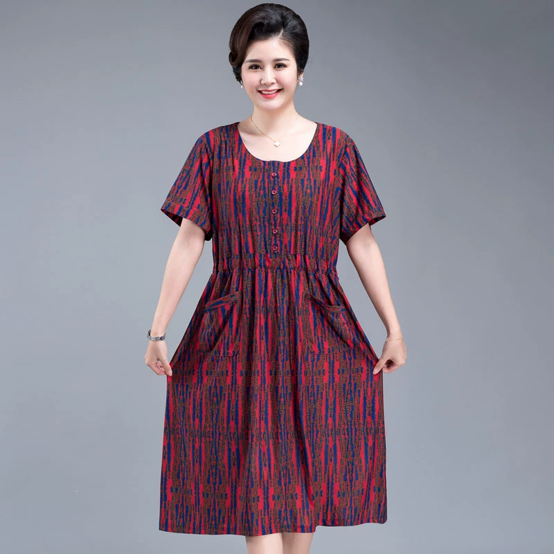 2020 новое летнее платье для мам среднего возраста, цветное платье в полоску, платье больших размеров для пожилых людей, размер 12XL