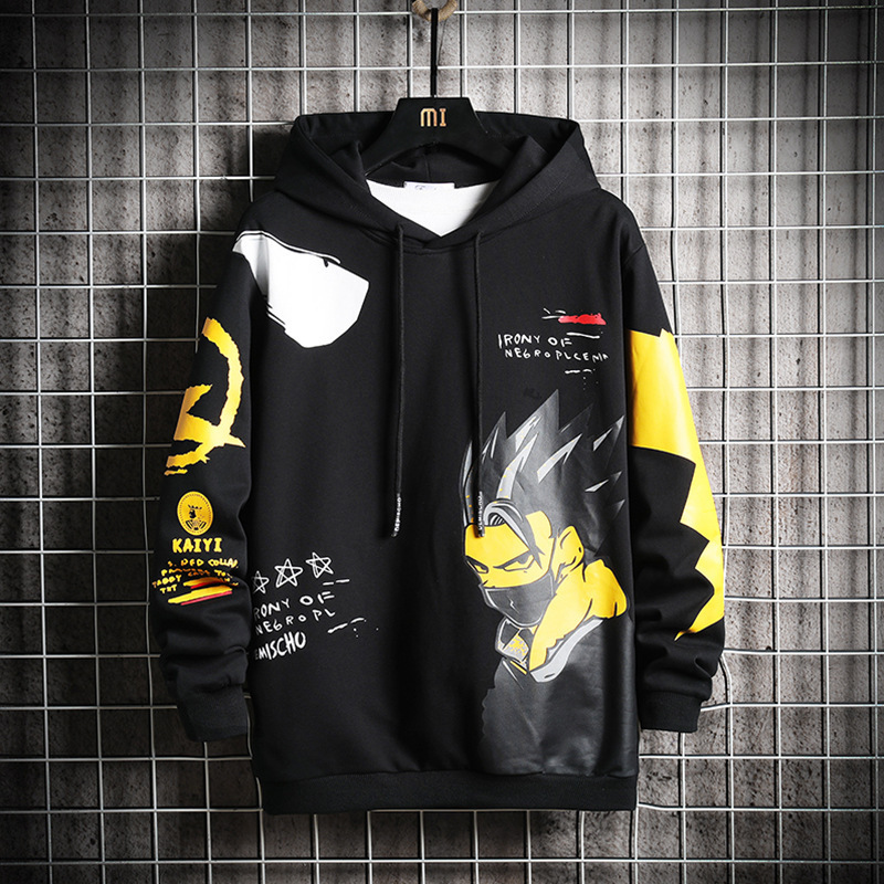 Sweater Men's Trendy ins Hong Kong Style Cartoon Animation Printed Pullover Hooded Korean Style Trendy Brand Loose Student Couple Jacket