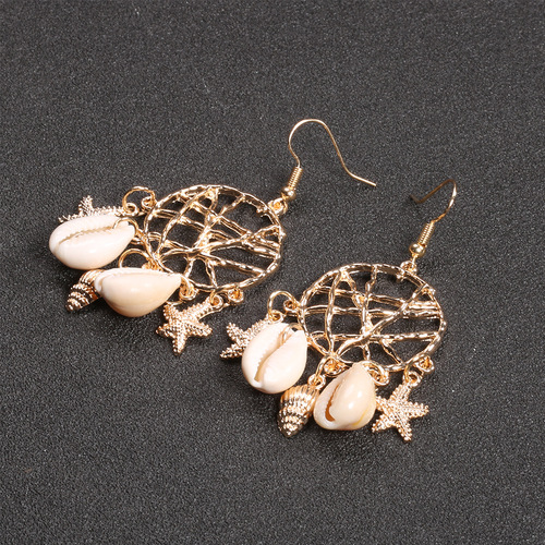 Fashionable shells, conches, starfish, dream catchers, cross-border accessories, European and American style summer earrings for women