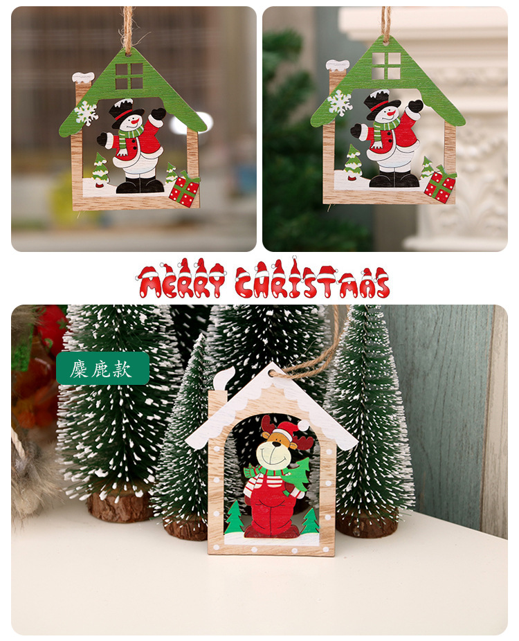 Christmas Christmas Tree Snowman Wood Party Hanging Ornaments display picture 2
