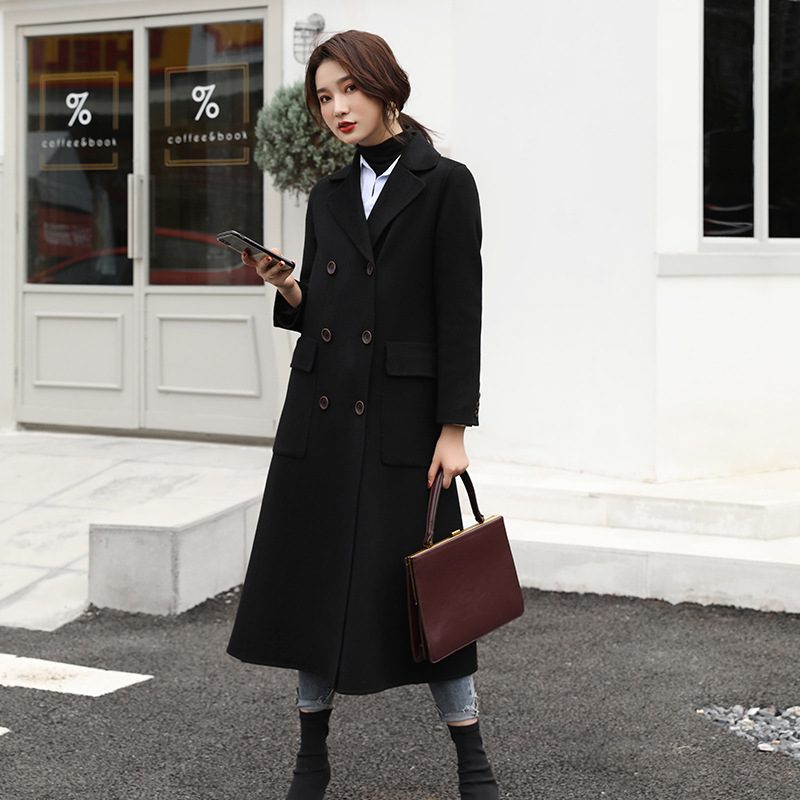 856# Double-Sided Tweed Women's Short 2021 Autumn and Winter Coat Cocoon Korean Slim Fit Wool Coat Women's Pure Wool Women