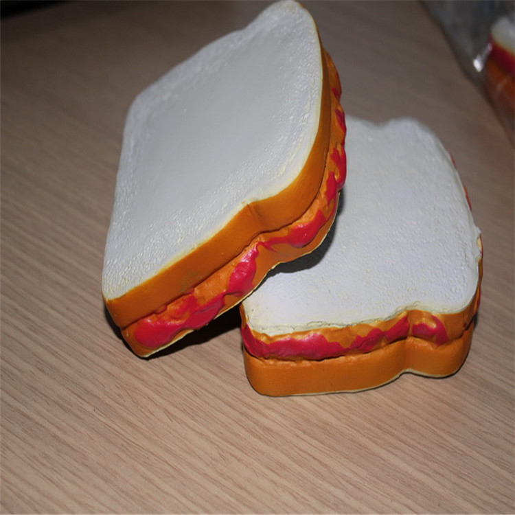 供应PU面包片高回弹玩具仿真pu面包减压桌面摆件|ru