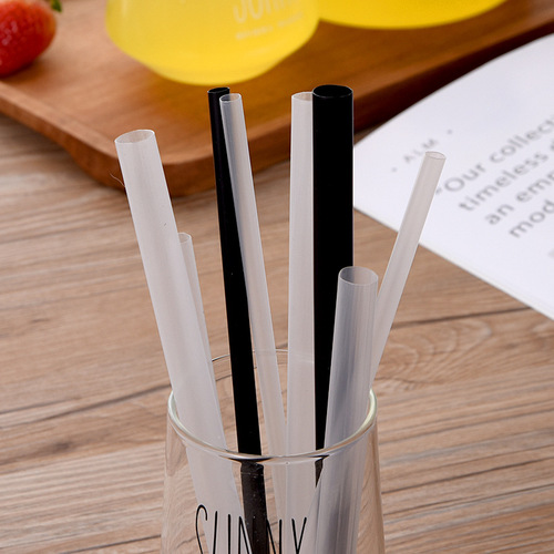 Mingxing Disposable Kraft Paper Single Striped Individually Packaged Bubble Tea Slush Drink White Paper Thick and Thin Transparent Straw