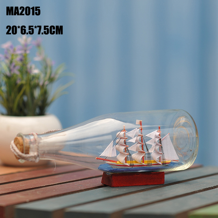 Long glass bottle boat ocean wishing bottle boat creative bottle…