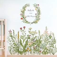 Wall stickers, plant flowers, garlands, baseboards, door bedroom entrance, wall decoration stickers, pastoral style wall wallpaper