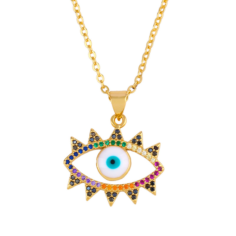 Ornement Europe Et En Amérique Croix Frontière Pendentif Oeil Collier Femelle Micro Incrusté Couleur Zircon Collier Chandail Chaîne Nkp98 display picture 3