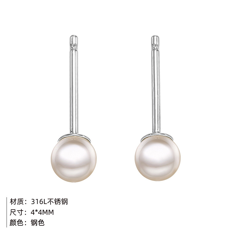 Fashion Geometric Stainless Steel Artificial Pearls 14K Gold Plated Earrings display picture 2