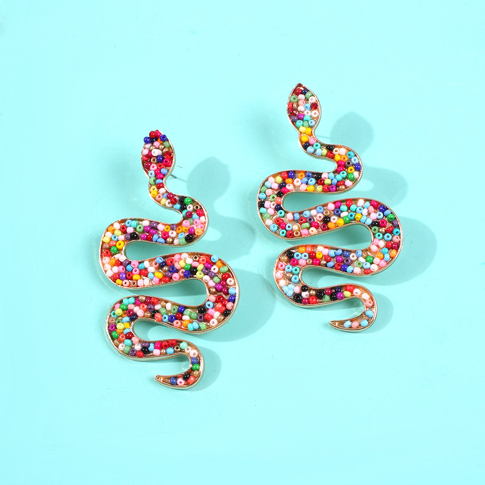 2 E7388 Europe Et En Amérique Croix Frontière Boucles D'oreilles Strass Trois-dimensions Serpent En Forme De Boucles D'oreilles Boucles D'oreilles De Mode Tous-match De Mode Exquis Ornement display picture 9