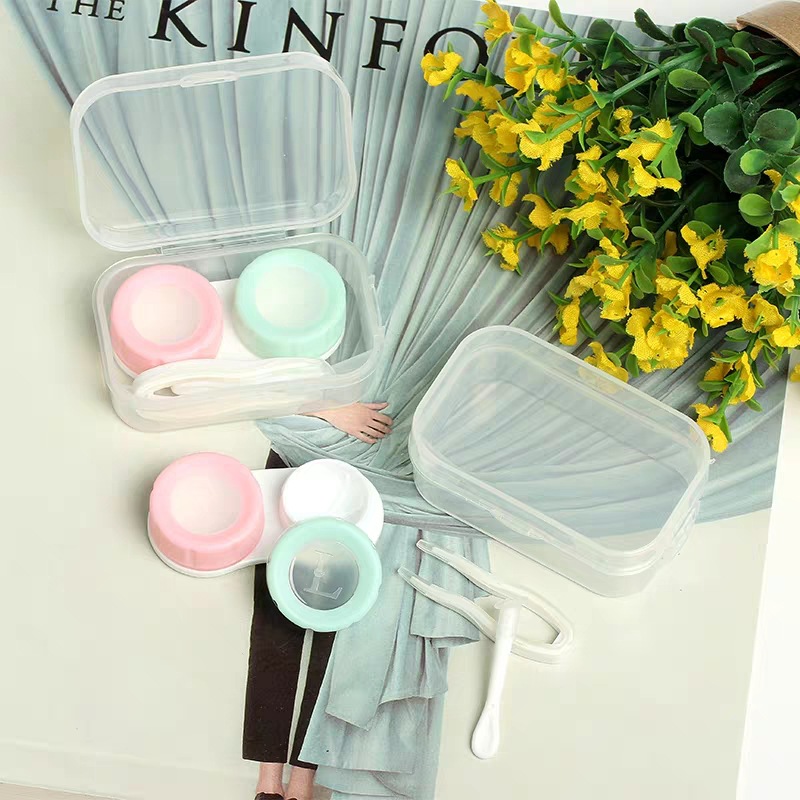 新款小巧便携隐形眼镜伴侣盒安全防尘美瞳收纳盒 隐形近视护理盒