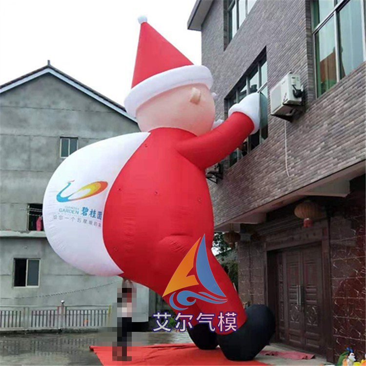 圣诞老人爬墙气模 充气雪人商场售楼部爬楼悬挂充气圣诞老人模型