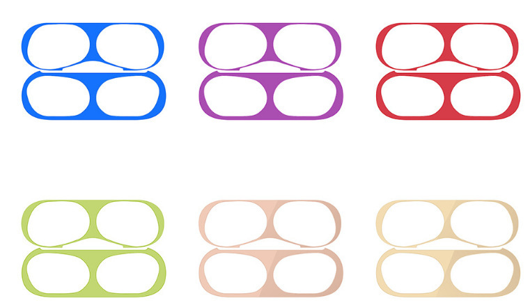 适用苹果airpods1/2/3代通用金属电镀防尘保护贴纸 apple内盖贴片