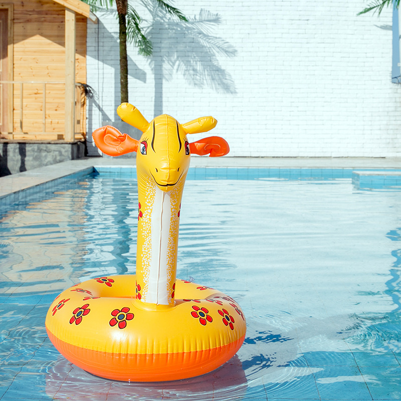 一年365天不断货 长颈鹿充气游泳圈儿童PVC充气座艇水上趴圈|ru