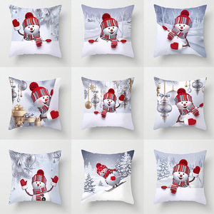 18'' Cushion Cover Pillow Case Christmas Snowman peach fur sofa pillow cushion cover cartoon image living room bedroom pillow cover