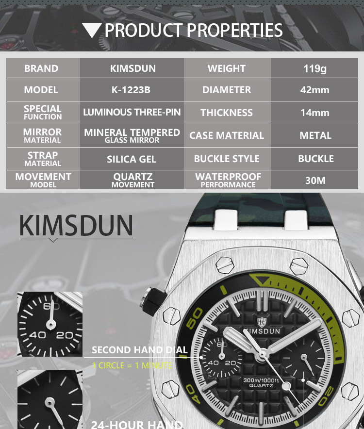 Kingston – montre à Quartz pour hommes, multifonctionnelle, en Silicone, étanche, de sport, tendance, nouvelle collection 2023_voghion.com