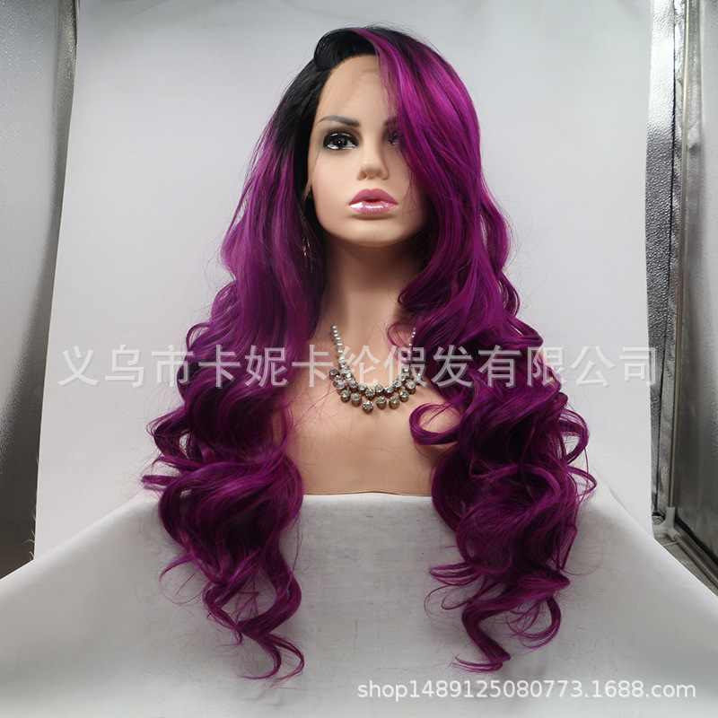 Nueva peluca de encaje largo rizado