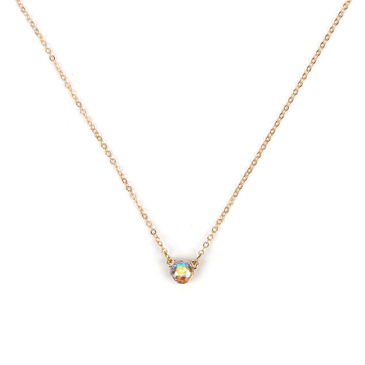 Wish Cross-Border New Accessories Simple and Stylish Personality Color Zircon Necklace Temperament W