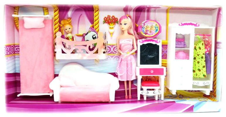 Doll Set 6824 Dream Wardrobe Gift Box for Girls, Princess Bed, Sofa, Children's Toys, Dolls