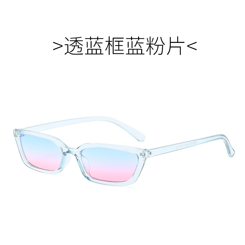 97033 transfronteriza plástico retro gato oreja gafas de sol Nueva moda europea y americana transparente color océano pieza pequeño marco gafas de sol