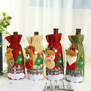 New Christmas Party Supplies Decoration Old People Red Wine Bag Christmas Sticker Decoration Bottle Set