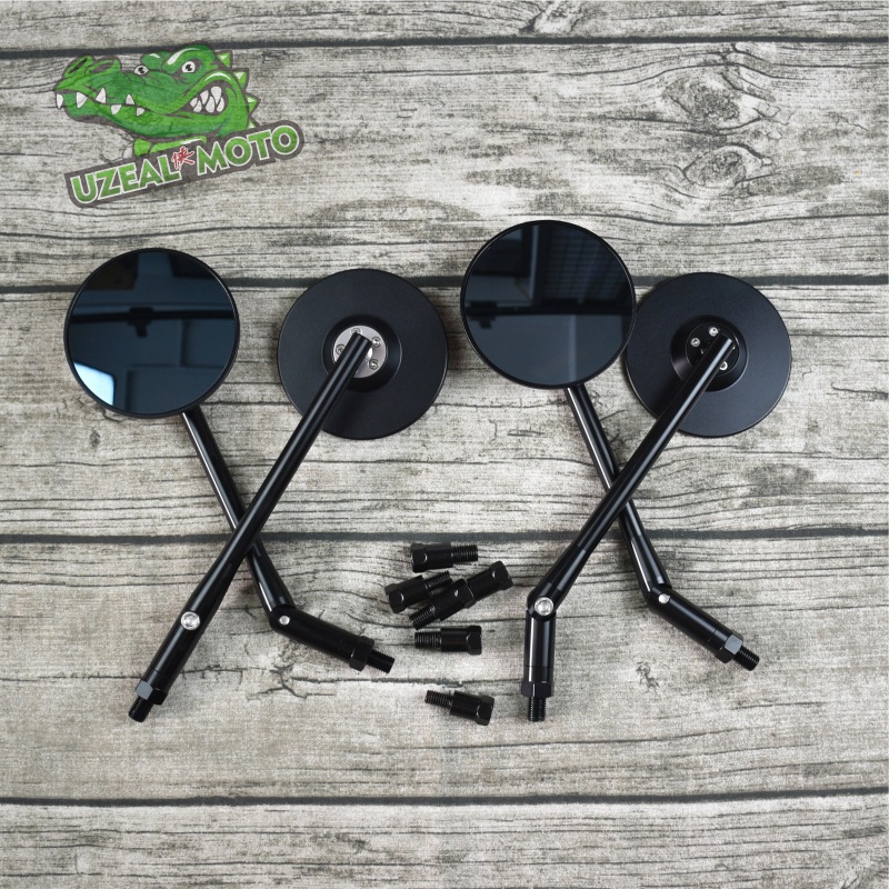 幼狮无极棍王V咖复古摩托车改装通用CNC可调后视镜反光镜黑银色