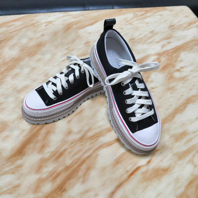 永灿春款欧洲站女鞋厚底时尚系带休闲运动鞋百搭松糕简约小白鞋潮|ru