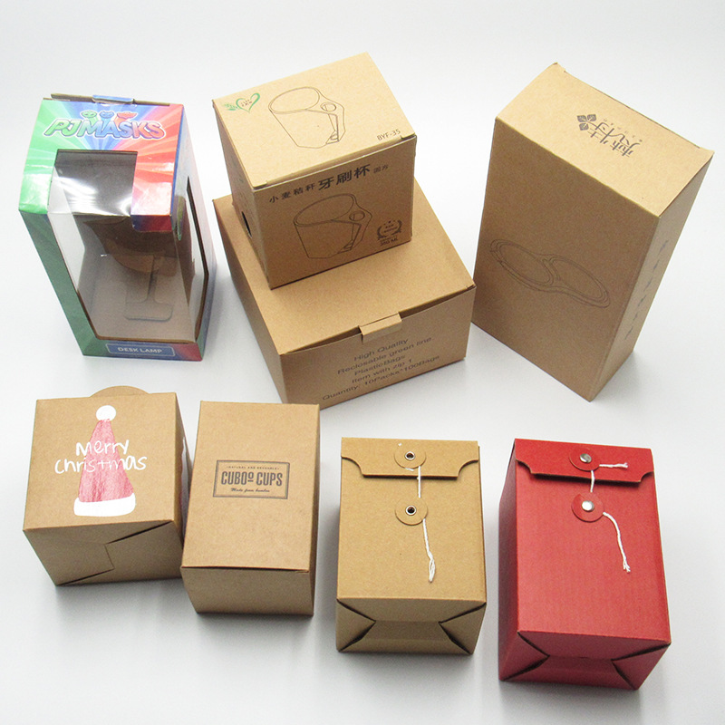 定做牛皮纸包装盒开窗马克杯水杯收纳纸盒长方形开窗玩具瓦楞盒子