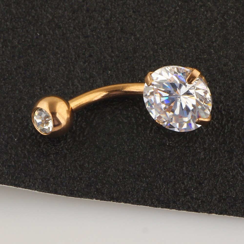 3-Piece Gold Belly Button Ring Set Stainless Steel Zircon Body Piercing Jewelry Wholesale detail image 9