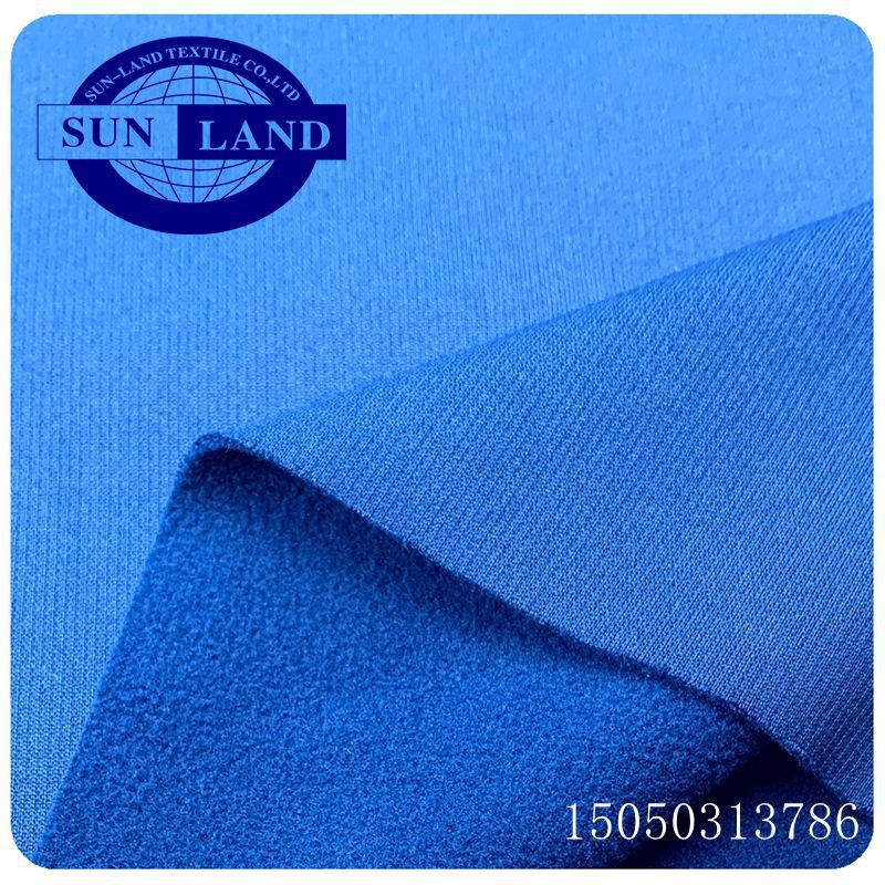 OEKO全涤竖条抽针单面拉毛布 吸湿快干磨绒布 保暖外套抓绒布料