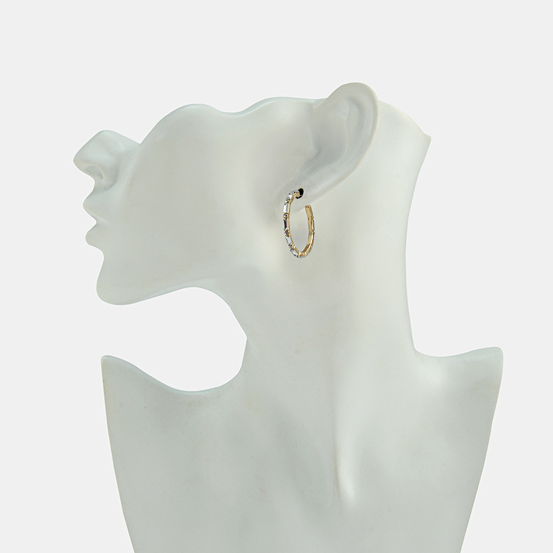 C-shaped Earrings Female Metal Texture Luxury Crystal display picture 4