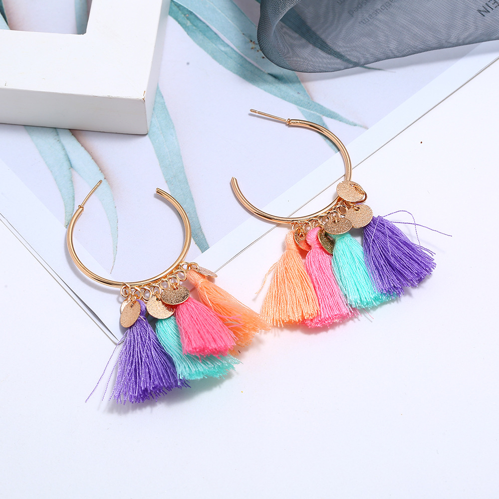bohemian ethnic style sequins long tassel earringspicture5