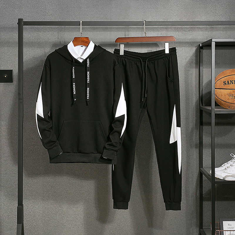 97-8818加绒运动套装男士秋冬季跑步休闲卫衣男外套长裤三件套男