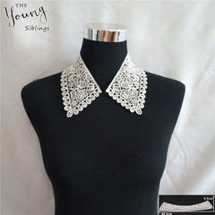 New white embroidered lace collar milk silk DIY clothing decoration long fringe trim wholesale