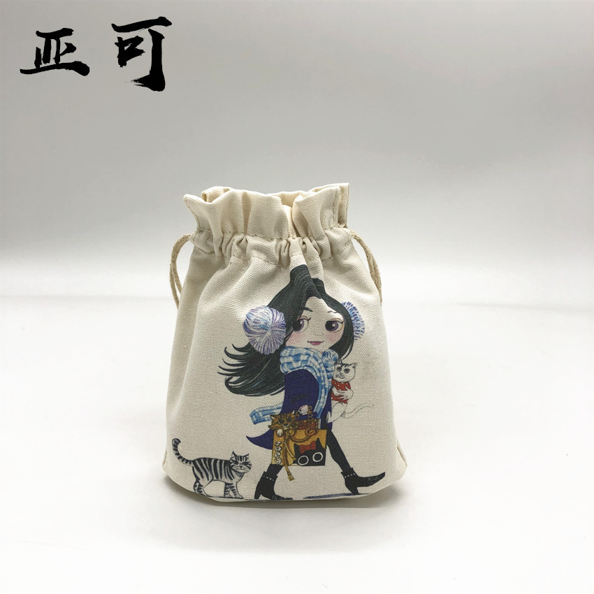 2019夏季新款可爱卡通 环保棉布束口袋 收纳袋