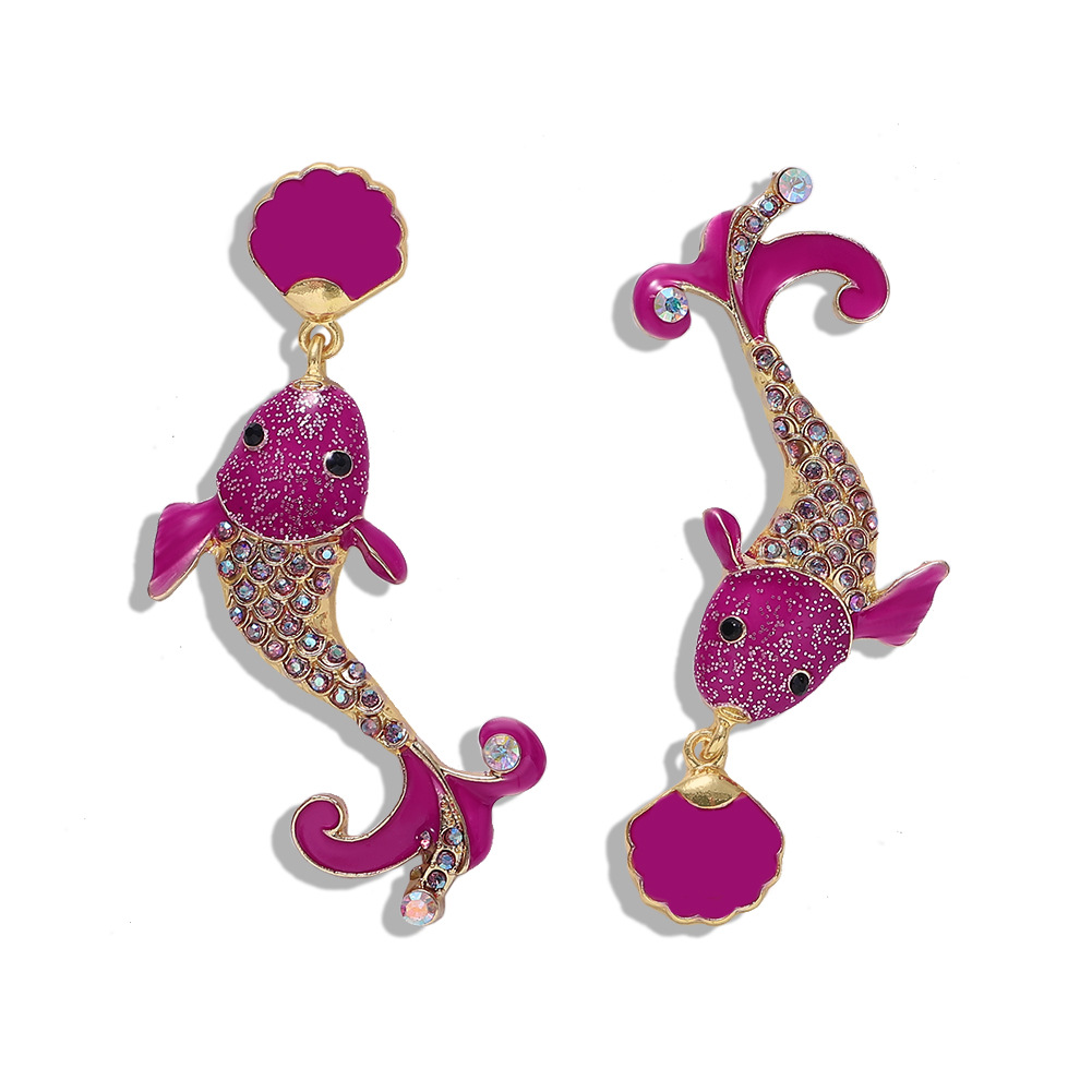 Simple And Stylish Alloy Diamond Small Whale Earrings Marine Life display picture 7