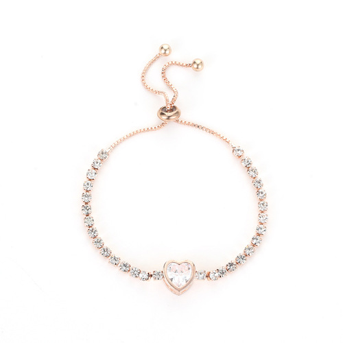 Hot-selling new products in Europe and the United States Fashionable Rose Gold Love Zircon Bracelet Simple Alloy Diamond Women's Bracelet Bracelet