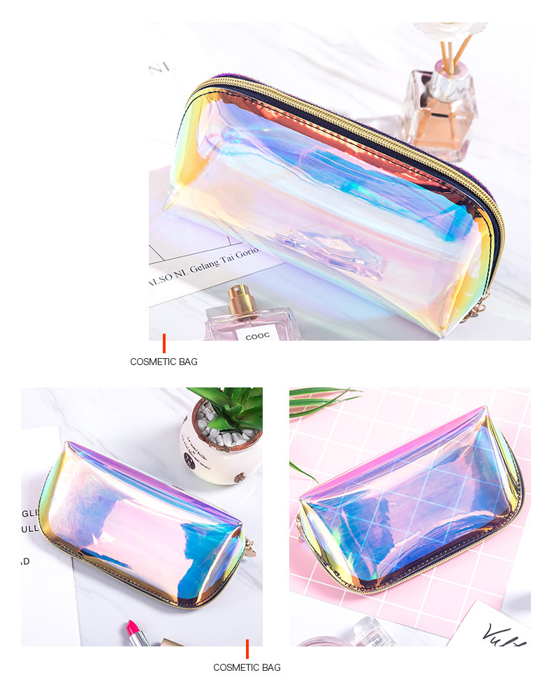 Thickening Colorful Laser Semi-circular Fog Light Cosmetic Bag Wholesale Nihaojewelry display picture 2