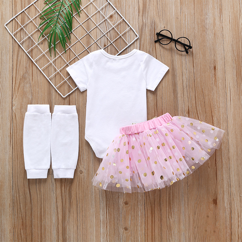 Baby Triangle Romper Net Yarn Skirt Suit Summer Short-sleeved Cute Rabbit Print display picture 2