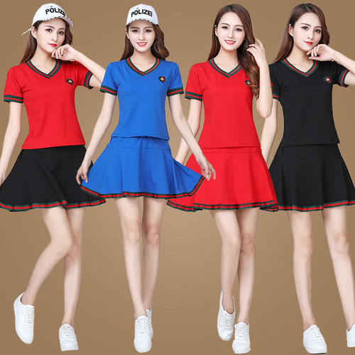 Square dance clothing set for middle-aged and elderly women, short-sleeved dance top, summer new pure cotton team ghost step dance performance uniform