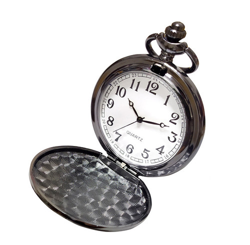 Manufacturer wholesale laser engraving LOGO flip pocket watch rotating chain watch double-sided smooth watch hollow waist watch