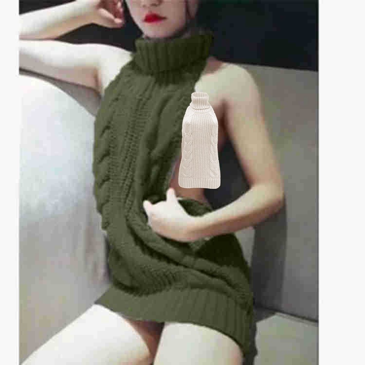 Primavera sexy sin espalda sexy suéter de una sola pieza de entrega europea y americana sexy mujer de gran cuello alto sin espalda suéter corto 9 colores