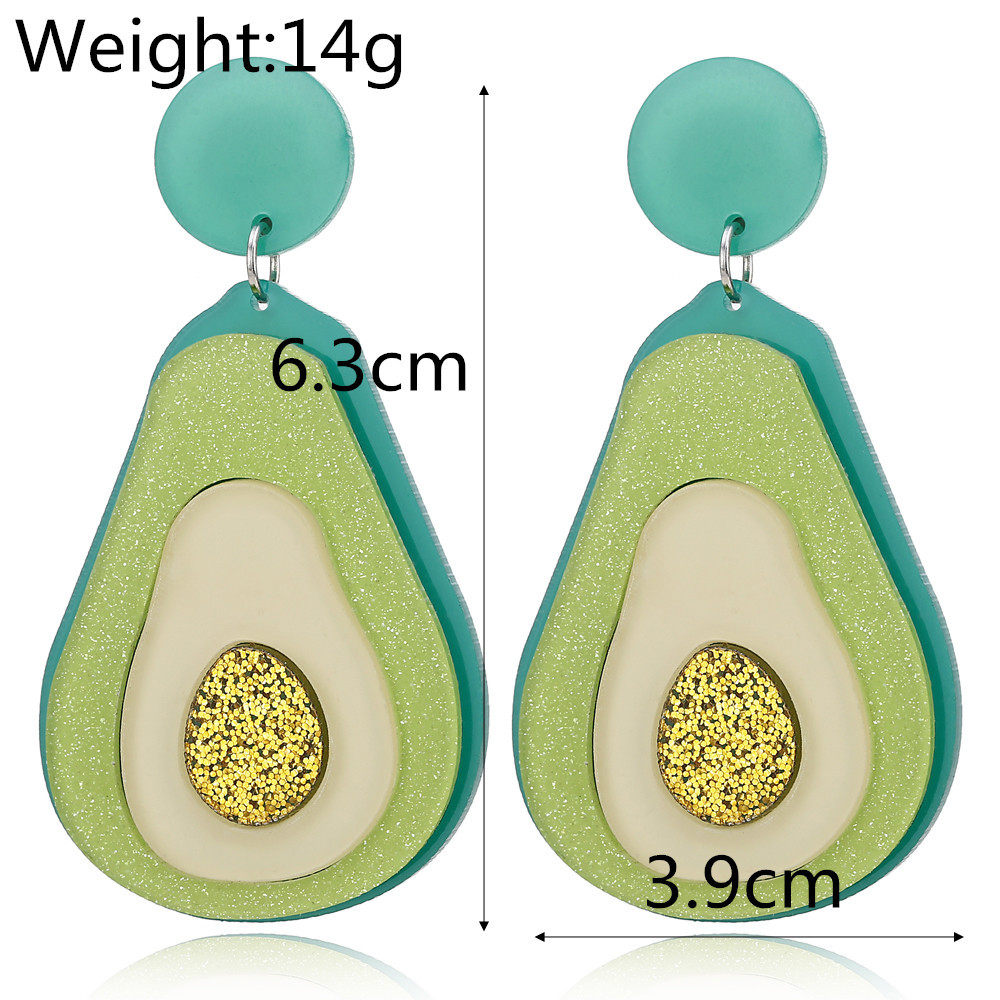 Europäische Und Amerikanische Mode Neue Acryl-avocado-frucht Ohrringe Grüne Ohrringe Temperament Süße Süße Ohrringe Frauen display picture 1