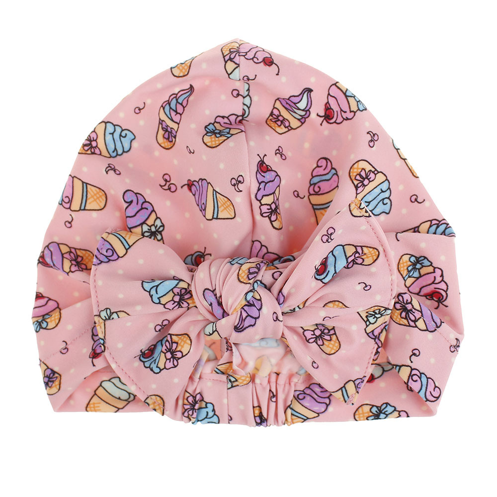 Children&#39;s Swimming Cap Bowknot Hat Good Elasticity Solid Color Printing Baby Swimming Cap display picture 22